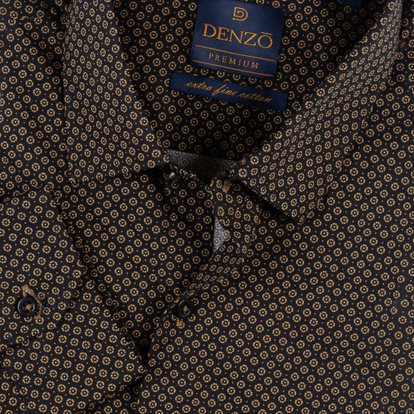 DENZO® PREMIUM MUSTARD PRINTED LONG SLEEVE SHIRT