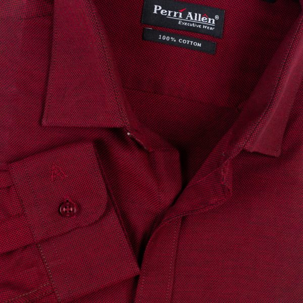 PERRI ALLEN® EXECUTIVE - DOBBY LONG SLEEVE SHIRT - BURGANDY